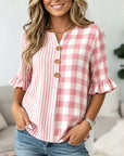 Sweet Mix Stripe & Gingham Button Top