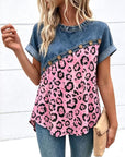 Vintage Patch Leopard Denim Top