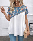 Denim Floral Contrast Top