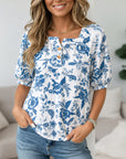 Blue Porcelain Peasant Blouse
