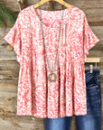 Rosy Romance Ruffle Sleeve Babydoll Top