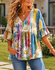 Daisy Meadow Ruffle Sleeve Top