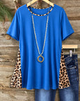 Blue Leopard Contrast Top