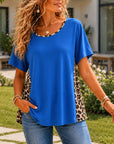 Blue Leopard Contrast Top