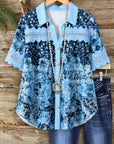 Midnight Bloom Lace Trim Blouse