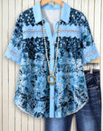 Midnight Bloom Lace Trim Blouse