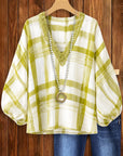 Meadow Breeze Plaid Puff Sleeve Top