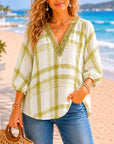 Meadow Breeze Plaid Puff Sleeve Top