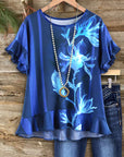 Midnight Bloom Ruffle Top