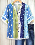 Coastal Breeze Patchwork Blouse