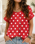 Retro Polka Charm Button Top