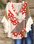 Patchwork Dot Mix Flutter Top