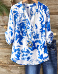 Coastal Bloom V-Neck Blouse