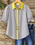 Sunshine Stripe Puff Sleeve Blouse