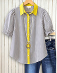 Sunshine Stripe Puff Sleeve Blouse