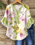Garden Whisper Flutter Sleeve Blouse