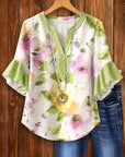 Garden Whisper Flutter Sleeve Blouse