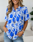 Coastal Citrus Collared Button-Up Blouse
