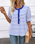 Seaside Stripe Ruffle Collar Top