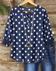 Navy Charm Smocked Cuff Blouse
