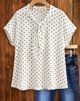 Classic Polka Dot Tie-Neck Blouse