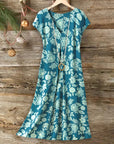 Ocean Bloom Faux Wrap Floral Dress
