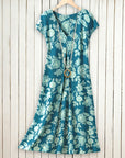Ocean Bloom Faux Wrap Floral Dress