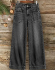 Wide Leg Patch Pocket Denim Jeans