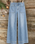 Wide Leg Patch Pocket Denim Jeans