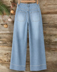 Wide Leg Patch Pocket Denim Jeans