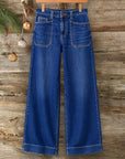 Wide Leg Patch Pocket Denim Jeans