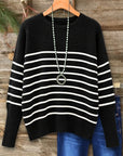 Striped Drop Shoulder Knit Sweater