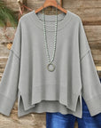 High-Low Side Slit Knit Sweater