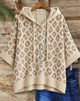 Leopard Print Hooded Knit Tunic Top