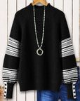 Mock Neck Balloon Sleeve Knit Sweater