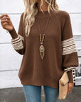 Mock Neck Balloon Sleeve Knit Sweater