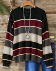Striped Crew Neck Knit Sweater