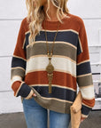 Striped Crew Neck Knit Sweater