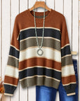 Striped Crew Neck Knit Sweater