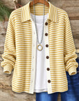 Striped Knit Button-Front Cardigan Shirt