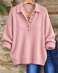 Collared Henley Knit Sweater