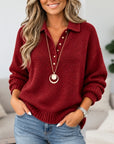 Collared Henley Knit Sweater