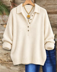 Collared Henley Knit Sweater