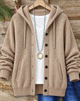 Hooded Button Front Knit Cardigan