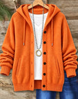Hooded Button Front Knit Cardigan