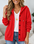 Hooded Button Front Knit Cardigan