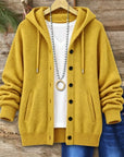 Hooded Button Front Knit Cardigan