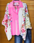 Blush Long Batwing Sleeve V Neck Top