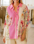 Blush Long Batwing Sleeve V Neck Top