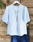 Skyline Stripe Puff Sleeve Top
